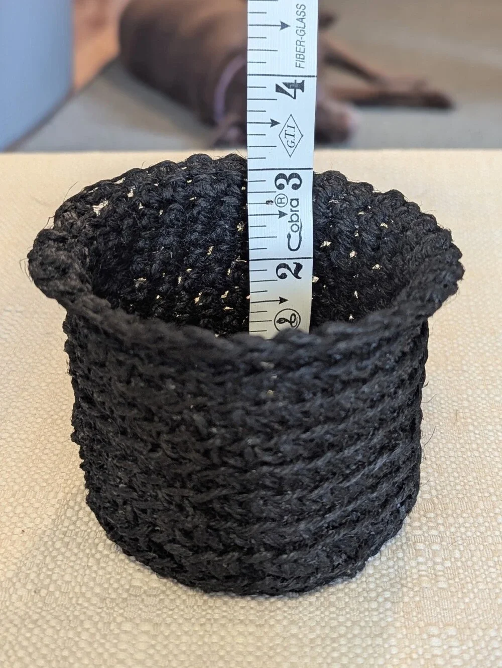 Handmade Black Jute Storage Baskets - Set of 2 - Dog Not Included